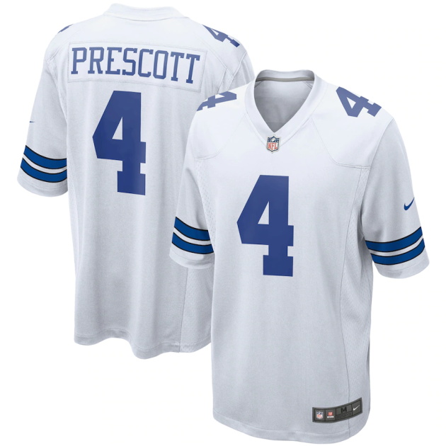 mens nike dak prescott white dallas cowboys game team jersey